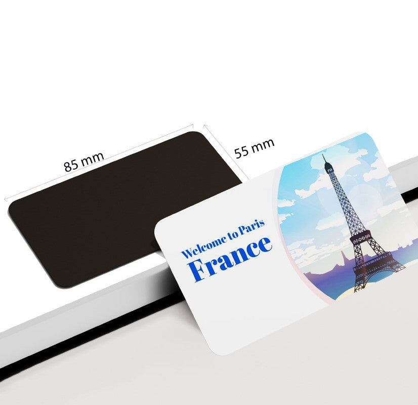 dhcrafts Rectangular Rubber Fridge Magnet / Magnetic Card Multicolor France D4 Design Pack of 1 (8.6cm x 5.4cm)